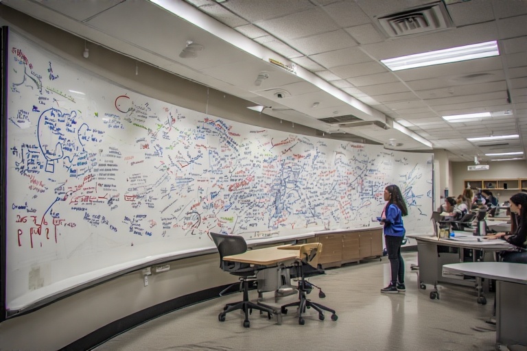 Curvy Erasable Whiteboard For Biomedical Research Facility