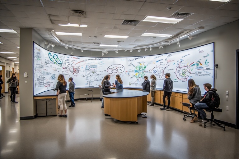 Rounded Dry Erase Board For Biomanufacturing Lab