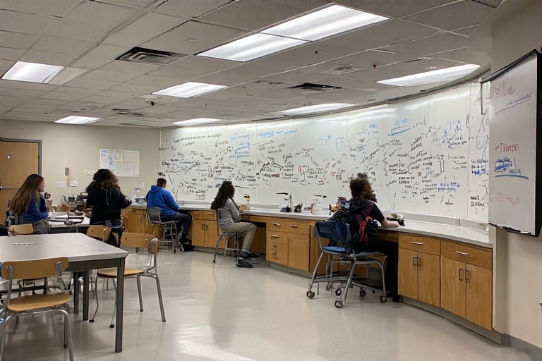 Semi-Circular Ghost-Free Whiteboard For Bioprocessing Lab