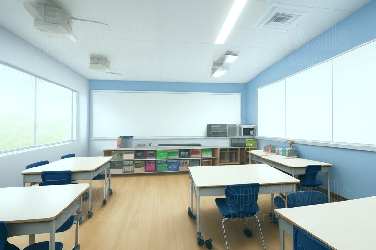 An image of dry-erase resurfacing materials applied in non-religious private schools.