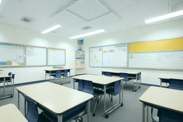 An image of erasable wall coverings used in Indigenous boarding schools for updated education tools.
