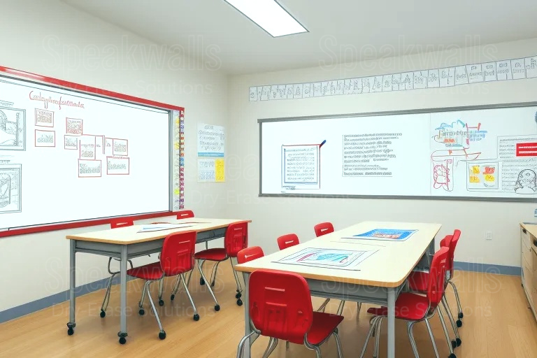 An image of erasable wall coverings installed at private special education schools.