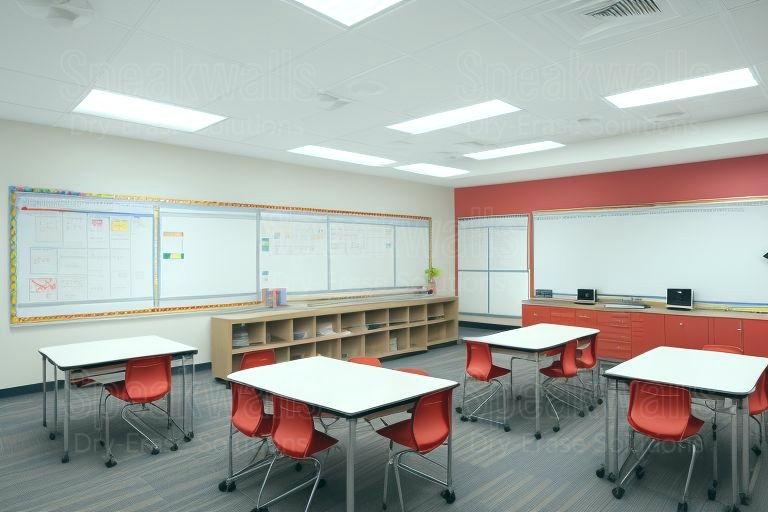 An image of magnetic and non-magnetic whiteboards applied in boarding schools for coed education.