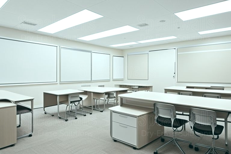 An image of magnetic whiteboard wall coverings used in black boarding schools.