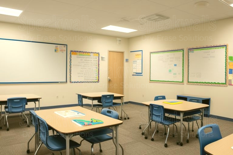 An image of magnetic writable wall coverings used in private SEN schools.