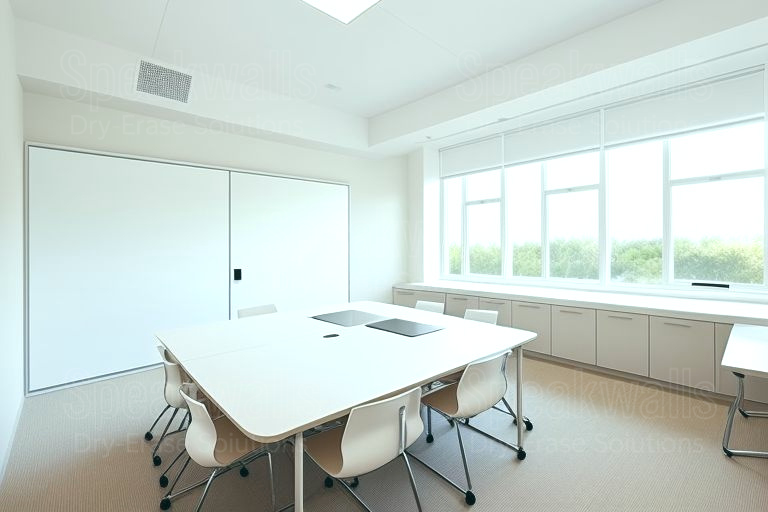 An image of magnetic writable wall coverings used in independent secondary schools.
