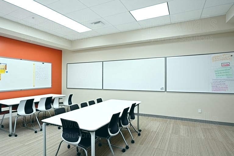 An image of magnetic writable wall coverings applied in Lutheran schools for interactive lessons.