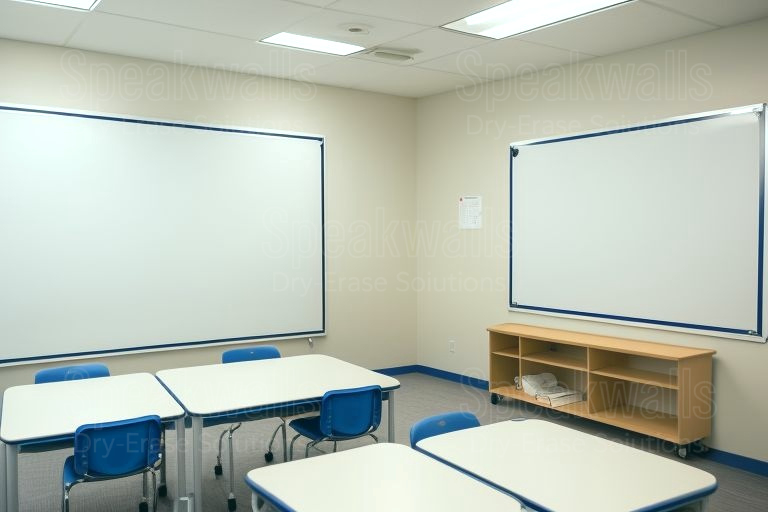 An image of non-magnetic dry-erase boards used in elite boarding schools for modernized spaces.