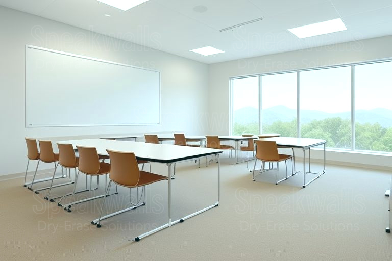 An image of non-magnetic whiteboards installed in boarding high schools.