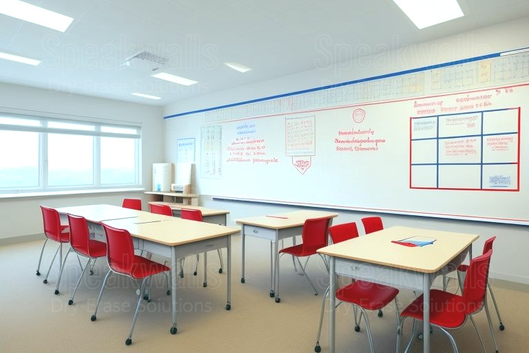 An image of dry-erase boards resurfaced in private academy classrooms.