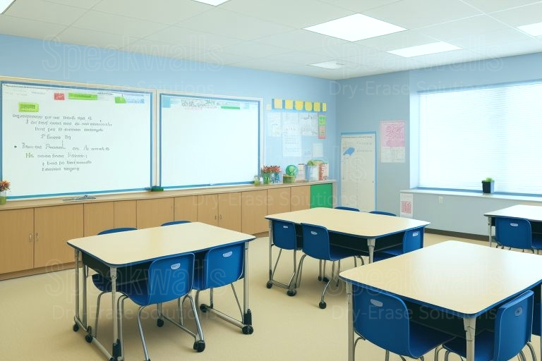 An image of resurfaced dry-erase boards used in semi-private schools for upgraded classrooms.