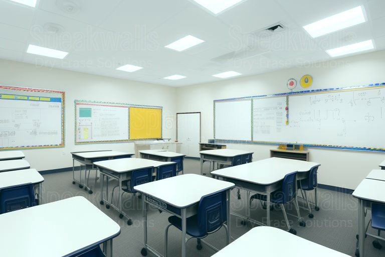 An image of whiteboard wall coverings installed at private Catholic high schools.