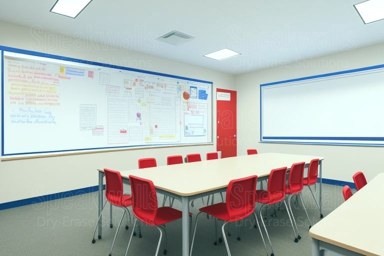 An image of whiteboard wall coverings installed in United Christian Academy classrooms.
