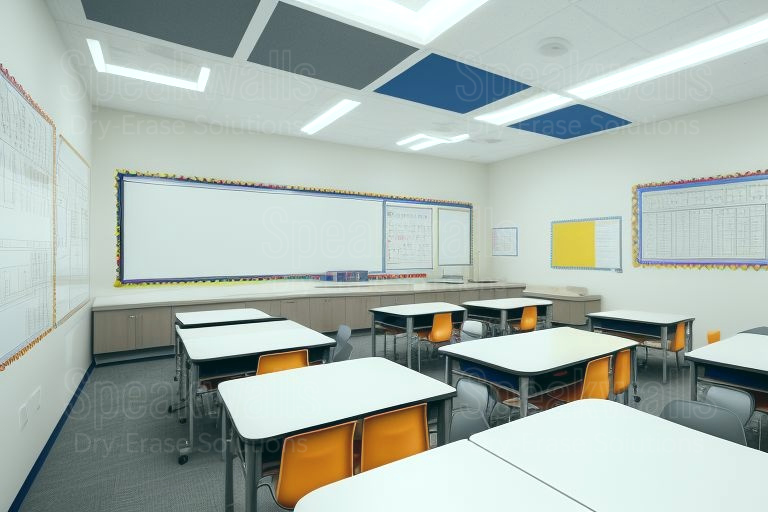 An image of whiteboard resurfacing panels applied in non-public schools.