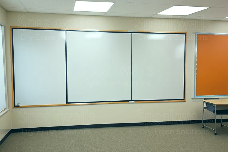 An image of whiteboard vinyl wall coverings applied at North Christian Academy classrooms.