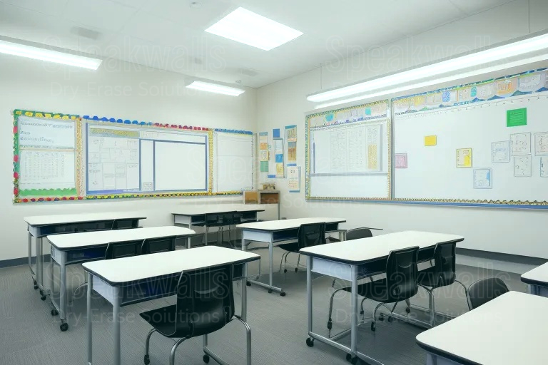 An image of writable wall coverings installed in Heart Christian Academy classrooms.